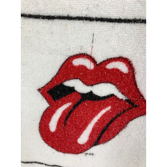 Vintage The Rolling Stones Beach Towel Red Blue Graphic Print *AS IS FLAWS - Picture 2 of 8